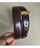 Ralph Lauren Burgundy Box Leather 1in Size L 37.5in Gold Hardware Belt - $71.00