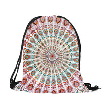 Mandala Floral Printing Drawstring Backpack 2018 New Fashion Backpack Men Women  - £12.80 GBP