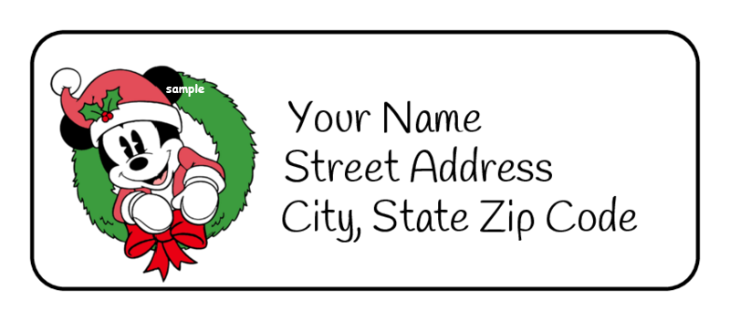 30 Mickey Mouse Christmas Return Address Labels, Stickers, Personalized, Disney