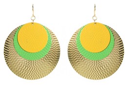 Amrita Singh Gold Solita Hoop Yellow Green Enamel Earrings ERC 1520 NWT  - £11.34 GBP