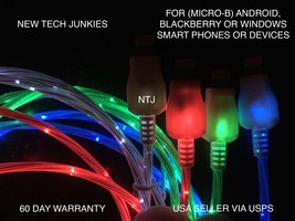 FLOWING LIGHT flow glow LED MICRO USB charger cable for SAMSUNG S HTC LG... - $7.99