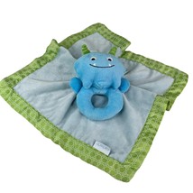 Carter&#39;s Plush Blue Monster Security Blanket Rattle Lovey Satin Trim 14&quot;... - $320.24 MXN