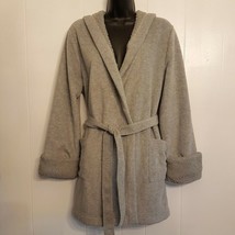 Old Navy Fuzzy Bath Robe size XS Spa Wrap Gray Polyester Fleece Lounger ... - $18.81
