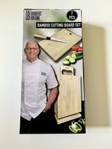 Bamboo Cutting Board 7 Pc Set Robert Irvine New NIB Stand Cheese Meat Ch... - $24.75