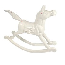 Cast Iron Rocking Horse Countrycore Farmhouse Decor 9” Long White Vintage  - $30.79