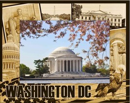 Washington D.C. Montage Laser Engraved Wood Picture Frame Landscape (3 x 5)  - £20.44 GBP
