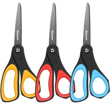 Scissors, 3 Pack 8&quot; All-Purpose Titanium Non-Stick Scissors, Comfort Gri... - $15.19