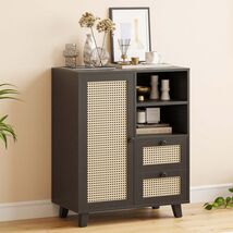 Rattan Buffet Cabinet Sideboard w/ Drawers, Adjustable Shelf - $171.99