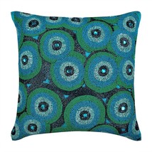Beads 16&quot;x16&quot; Silk Blue Decorative Pillows Cover, Sea Tornado - £37.25 GBP+