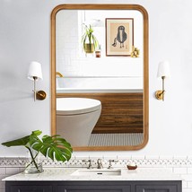 Wallbeyond Wood Framed Mirrors For Bathroom, 24X36 Inch Wooden Frame Wall Mirror - £103.62 GBP