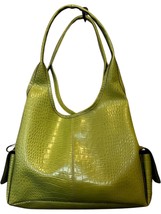 villager by liz claiborne green faux alligator pvc shoulder bag - 13 x 9... - $58.60