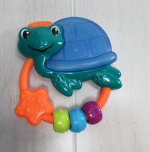 Baby Einstein Neptune turtle teether teething toy blue green orange - $6.92