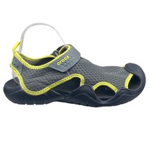 Crocs Mens Swiftwater Grey Yellow Mesh Water Sandals Size US 9 - $30.86