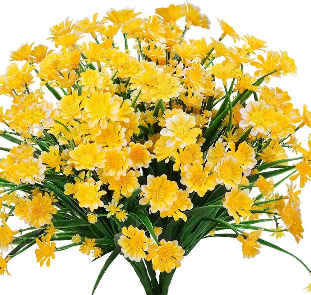 Artificial Daisies Flowers Outdoor Uv Resistant Fake Foliage Greenery Faux - £29.99 GBP