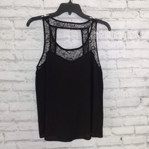 Forever 21 Contemporary Top Womens Small Black Lace Trim Sleeveless Scoop Blouse - £12.75 GBP
