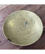 Vintage Large Solid Brass Bowl Hand Etched Asian Dragon Design Bowl 10” D - $68.60 CAD