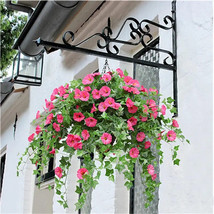 Artificial Hanging Basket Fake Silk Morning Glory Flower Vine Home Wedding Decor - £8.22 GBP