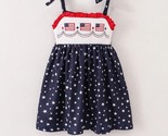 NEW Boutique 4th of July Girls Embroidered US Flag Smocked Sleeveless Dress - $5.99+