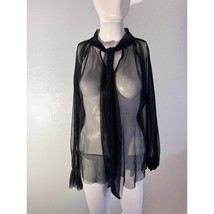 Forever 21 Contemporary Black Sheer Mesh Tie-Neck Blouse – Size XS - $14.85