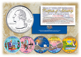 2003 US Statehood Quarters COLORIZED Legal Tender 5-Coin Complete Set w/... - £12.64 GBP