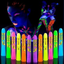 12 Pcs Glow In The Dark Face Body Paint, Uv Black Light Glow Makeup Kit ... - £20.45 GBP