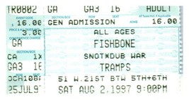 Fishbone Snot Dub War Concert Ticket Stub August 2 1997 Tramps New York ... - £19.46 GBP