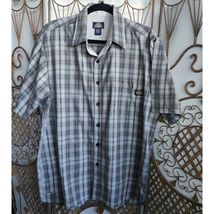 Authentic Dickies Mens Plaid Button Up Short Sleeve Shirt Cotton Gray Si... - €13,69 EUR