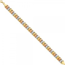 14K Tri-Color Gold Diamond Cut Stampato Bracelet - £478.80 GBP