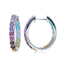 Amethyst,Garnet,Tourmaline,Citrine,Peridot,Topaz Rhodium Over Sterling Silver Ho - £70.63 GBP