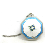 Antique E.A.M. Guilloche Enamel Ladies Mirrored Powder Compact  - $246.51