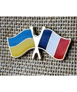 Ukrainian French Flag Ukraine France lapel Pin Gold Christmas Present Gi... - $15.89 CAD+