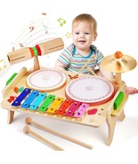 Kids Drum Set For Toddlers Baby Music Instruments 7 In 1 Montessori Pres... - $42.99