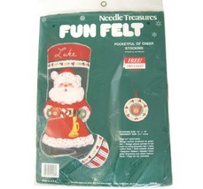 Needle Treasures Fun Felt Stocking Kit Santa Pocket Full of Cheer Sequins Stitch - $17.77