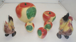 Lot Of Vintage Blushing Apple Kitchen Set &amp; Some Roosters - $25.00