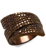 IP Brass Ring Coffee Light with AAA Grade CZ, Adjustable Length - $782.35 MXN