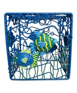 Vtg 1990s Handpainted Metal Fish Wire Basket – 6x6 Ocean Theme Coastal D... - $435.95 MXN