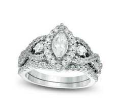 Marquise Cut 2.90Ct Diamond 14k White Gold Finish Bridal Wedding Ring Set Size 6 - £99.65 GBP