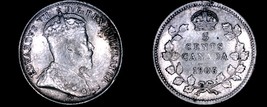 1906 Canada 5 Cent World Silver Coin - Canada - Edward VII - £19.68 GBP