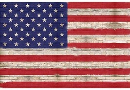 30&quot; X 44&quot; Panel American Flag Patriotic Rustic Americana Cotton Fabric D305.38 - £11.39 GBP