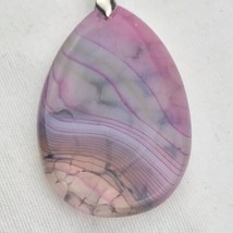 Dragonfly Wing Stone Agate Pendant Necklace Choker Translucent Purple Banded New - $13.00