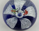 Glass Paperweight with Blue Flower and Two Butterflies Art Vintage  - $24.18