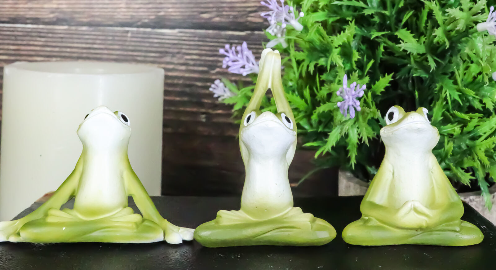 Feng Shui Zen Koan of The Frog Meditating Buddha Yoga Toad Frogs Figurines Set