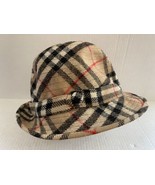 Vintage Burberrys Classic Nova Check Tweed Embroidered Wool Hat Size 7 1/8 - £140.85 GBP