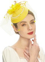 Hats with Feather Mesh Veil Headband - $29.47