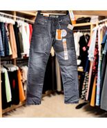 Lazer Ultra Flex 5 Pkt Slim Straight Knit Denim Boys Size 8 Gray Dark Wa... - $34.64