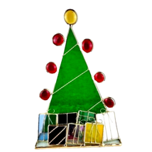 Stained Glass Christmas Tree Presents Tea Light Up NWT - $19.80