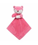 Rare HTF Carters Salmon Pink Fox Rattle Security Blanket Satin Plush Bab... - £46.41 GBP