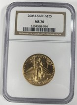 2008 G$25 1/2 Oz. Oro American Eagle Valutato Da NGC Come MS-70 - $2,151.50