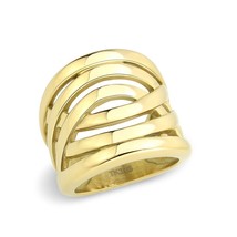 Gold Plated Cross Over Wide Band Stainless Steel Women&#39;s Fashion Ring Sz 6-9 - £47.68 GBP