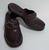 Clarks Womens Shoes Clogs Brown Side Buckle Size 7.5 M - £35.56 GBP